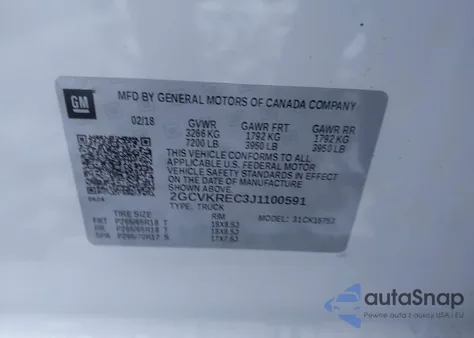 2018 Chevrolet Silverado 1500 2Lt from USA, damaged, VIN 2GCVKREC3J1100591